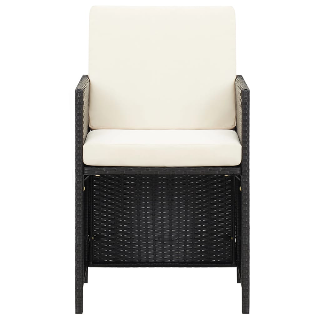Sedie da Giardino 2 pz con Cuscini in Polyrattan Nere | homemem39