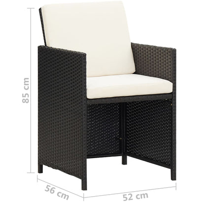 Sedie da Giardino 2 pz con Cuscini in Polyrattan Nere - homemem39