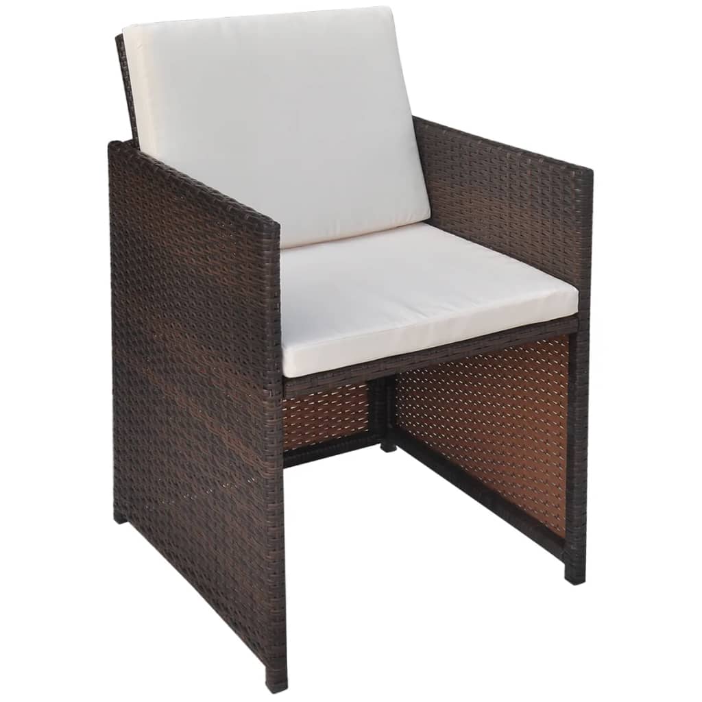 Sedie da Giardino 2 pz con Cuscini in Polyrattan Marrone | homemem39