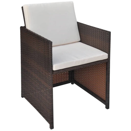 Sedie da Giardino 2 pz con Cuscini in Polyrattan Marrone | homemem39