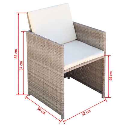 Sedie da Giardino 2 pz con Cuscini in Polyrattan Beige | homemem39