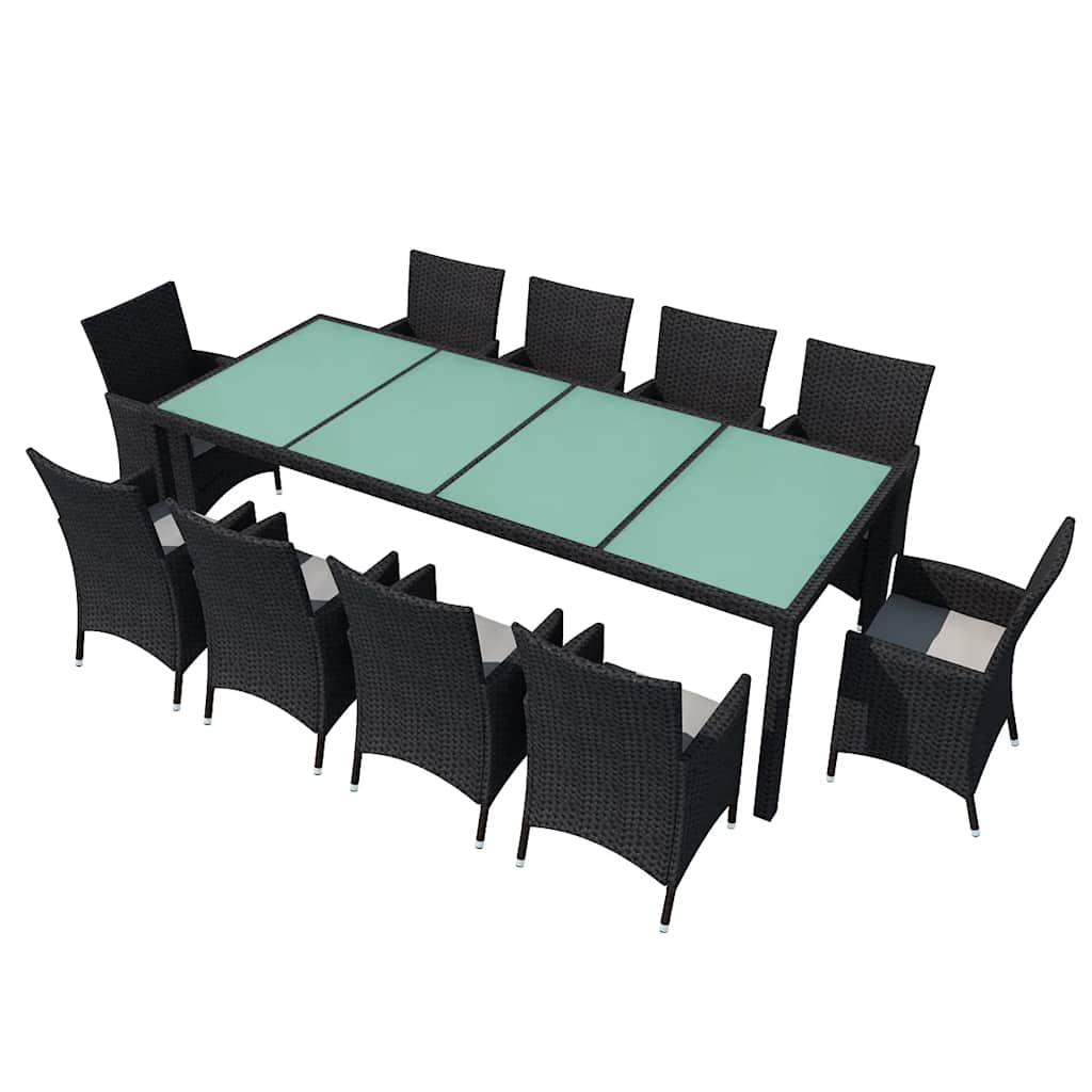 Set da Pranzo da Giardino 11 pz con Cuscini in Polyrattan