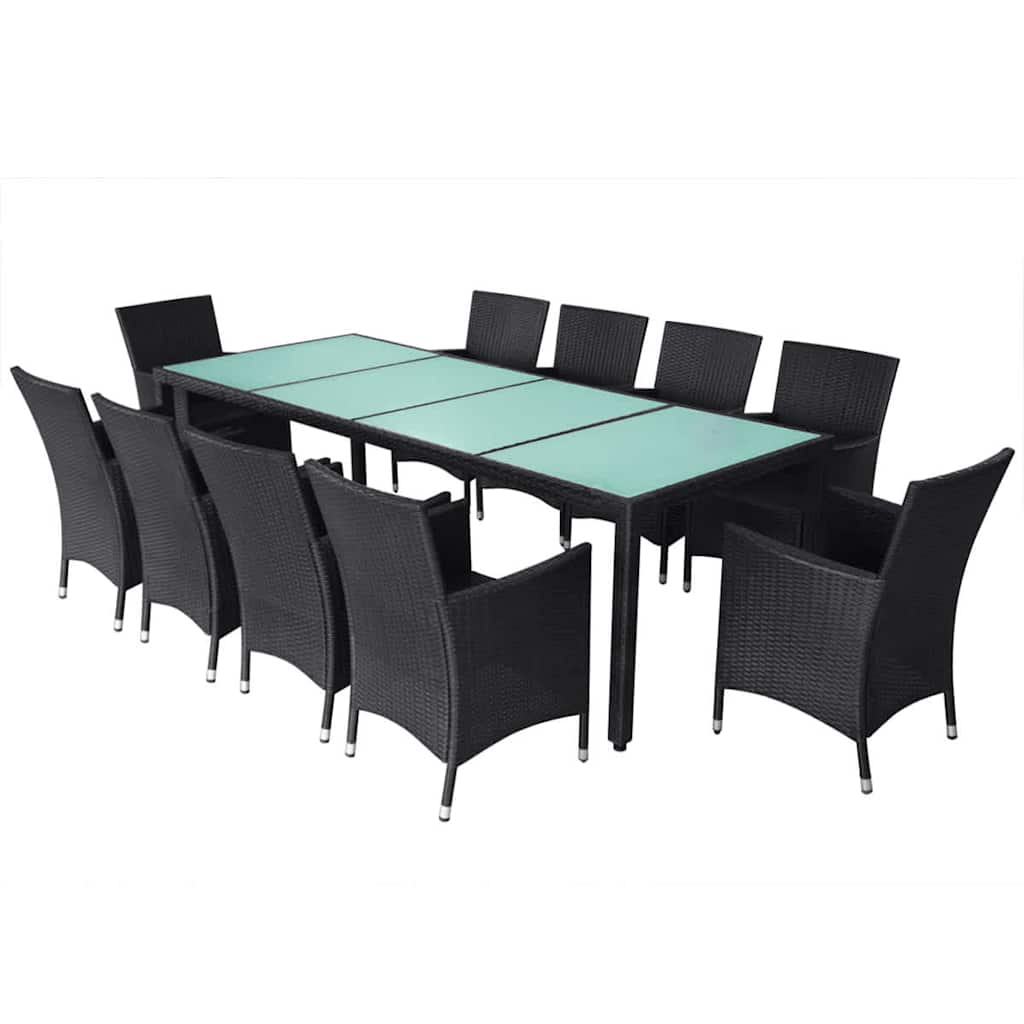 Set da Pranzo da Giardino 11 pz con Cuscini in Polyrattan