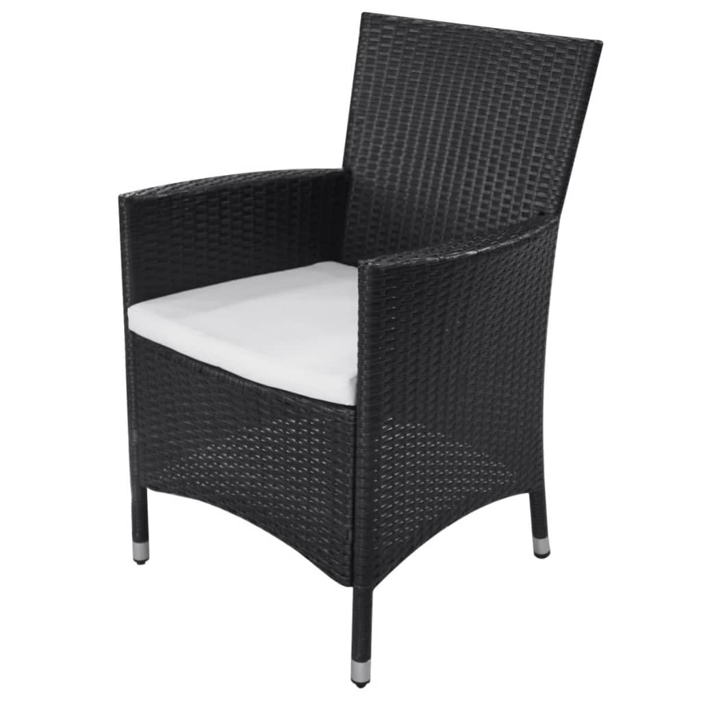 Set da Pranzo da Giardino 11 pz con Cuscini in Polyrattan Nero | homemem39