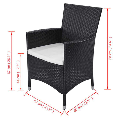 Set da Pranzo da Giardino 11 pz con Cuscini in Polyrattan