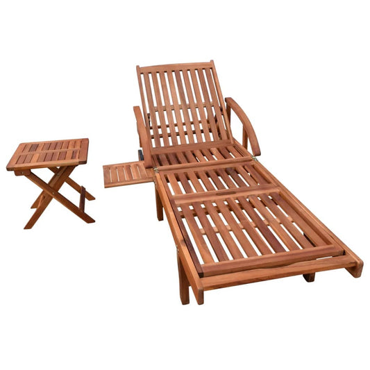 Lettino Prendisole con Tavolo in Legno Massello di Acacia - homemem39