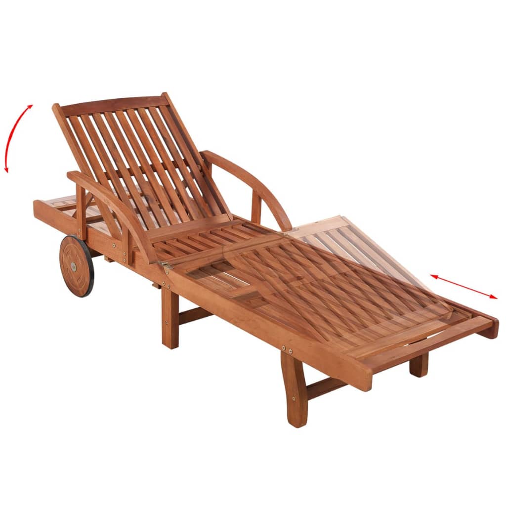 Sedia a Sdraio con Cuscino in Legno Massello di Acacia - homemem39