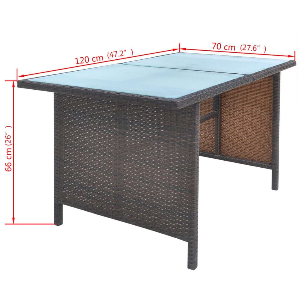 Set da Pranzo da Giardino 6 pz con Cuscini Polyrattan Marrone - homemem39