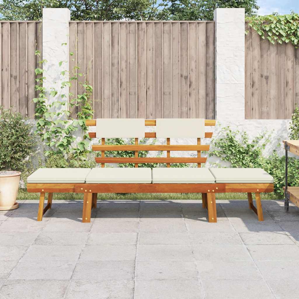 Panca da Giardino con Cuscini 2-in-1 190 cm in Massello Acacia - homemem39