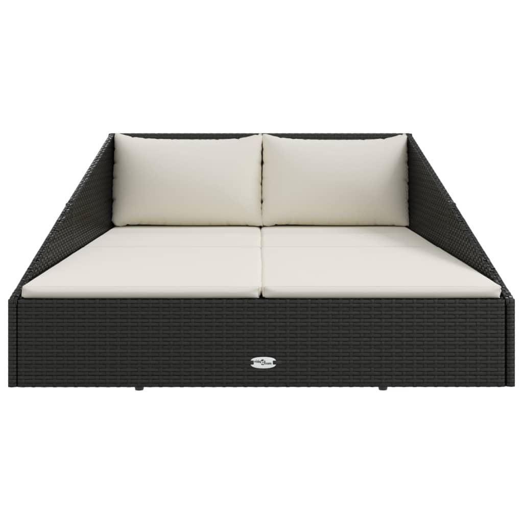 Lettino da Giardino Nero 110x200 cm in Polyrattan | homemem39