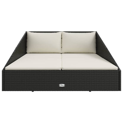 Lettino da Giardino Nero 110x200 cm in Polyrattan | homemem39