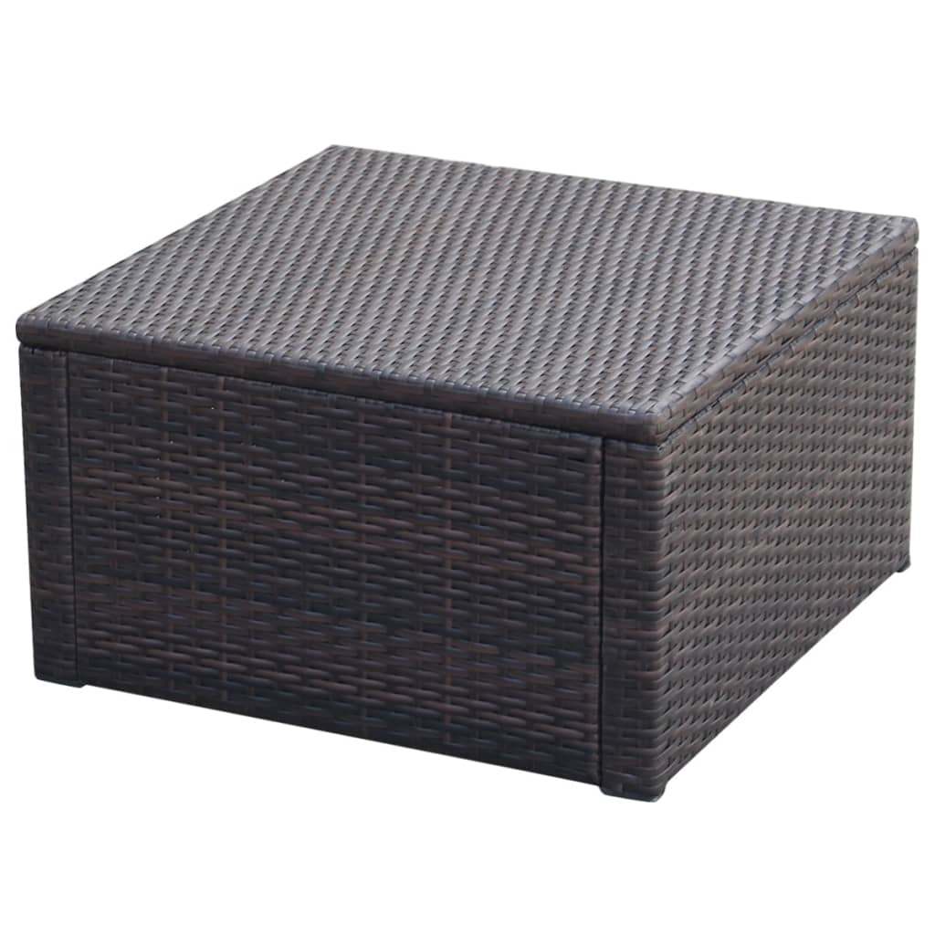 Poggiapiedi Ottomana in Polyrattan 53x53x30 cm Marrone | homemem39
