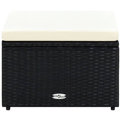 Poggiapiedi Ottomana in Polyrattan 53x53x30 cm Nero | homemem39
