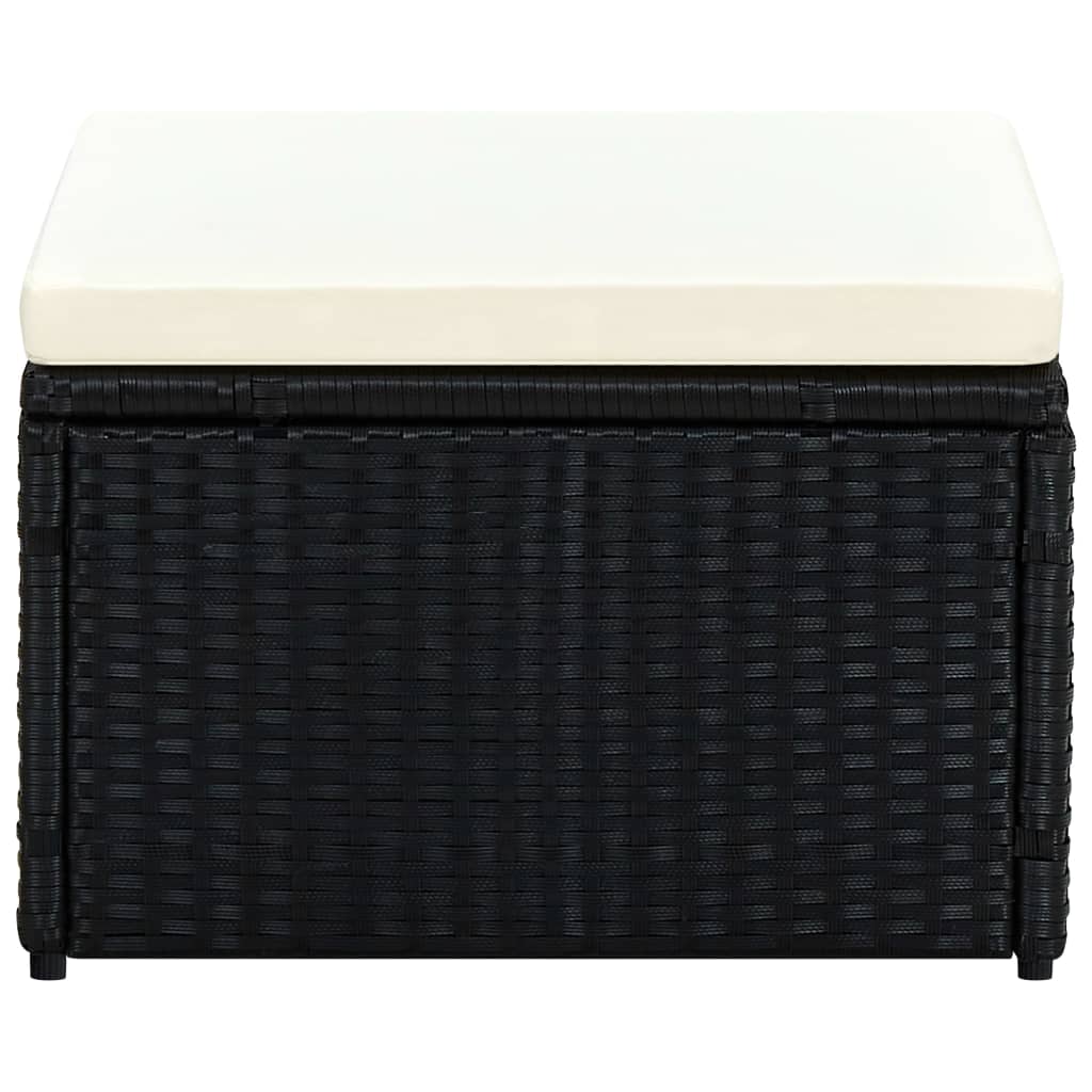 Poggiapiedi Ottomana in Polyrattan 53x53x30 cm Nero | homemem39