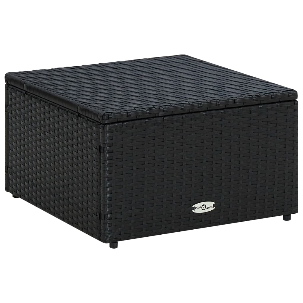 Poggiapiedi Ottomana in Polyrattan 53x53x30 cm Nero | homemem39