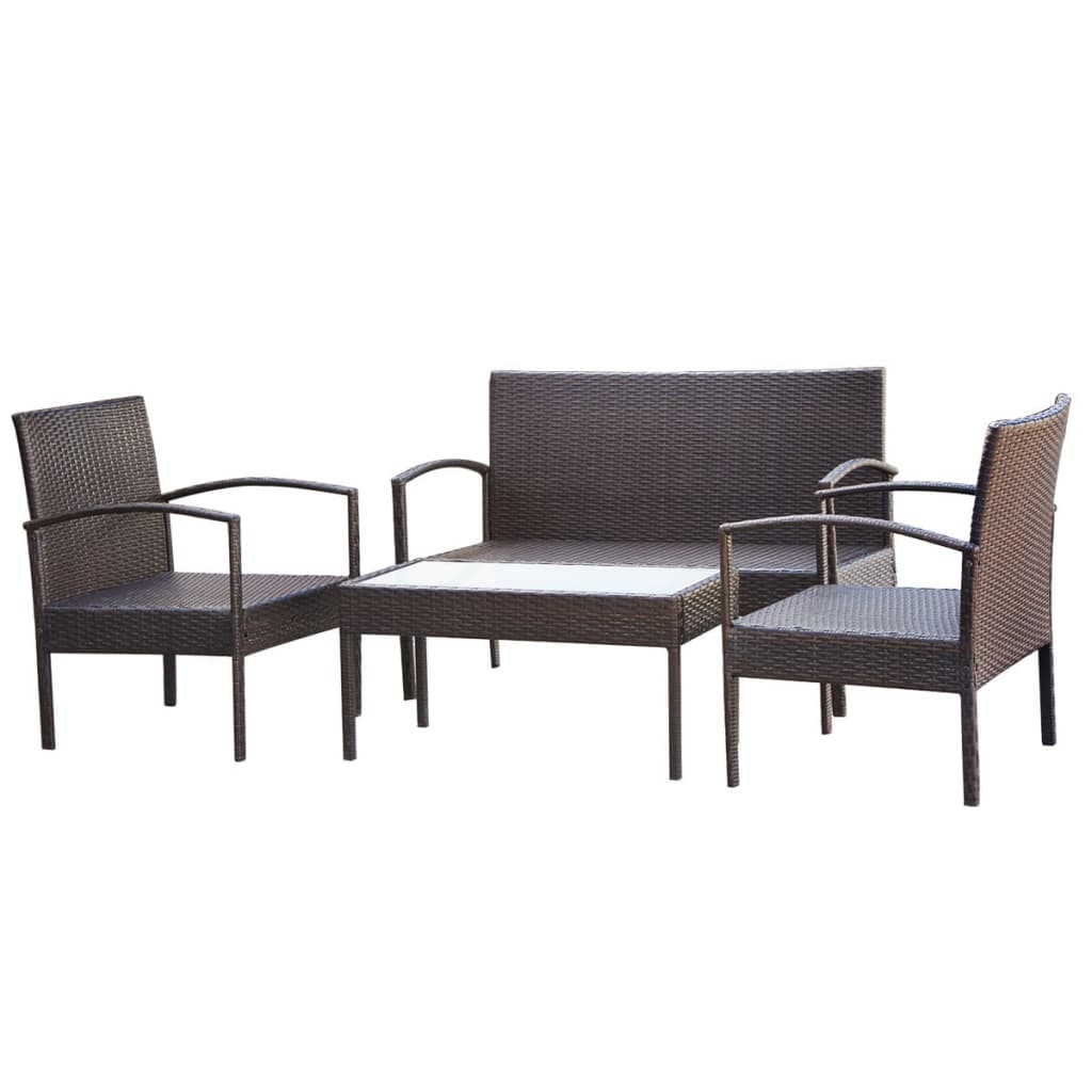 Set Divani da Giardino 4 pz con Cuscini in Polyrattan Marrone - homemem39