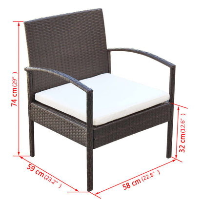 Set Divani da Giardino 4 pz con Cuscini in Polyrattan Marrone - homemem39