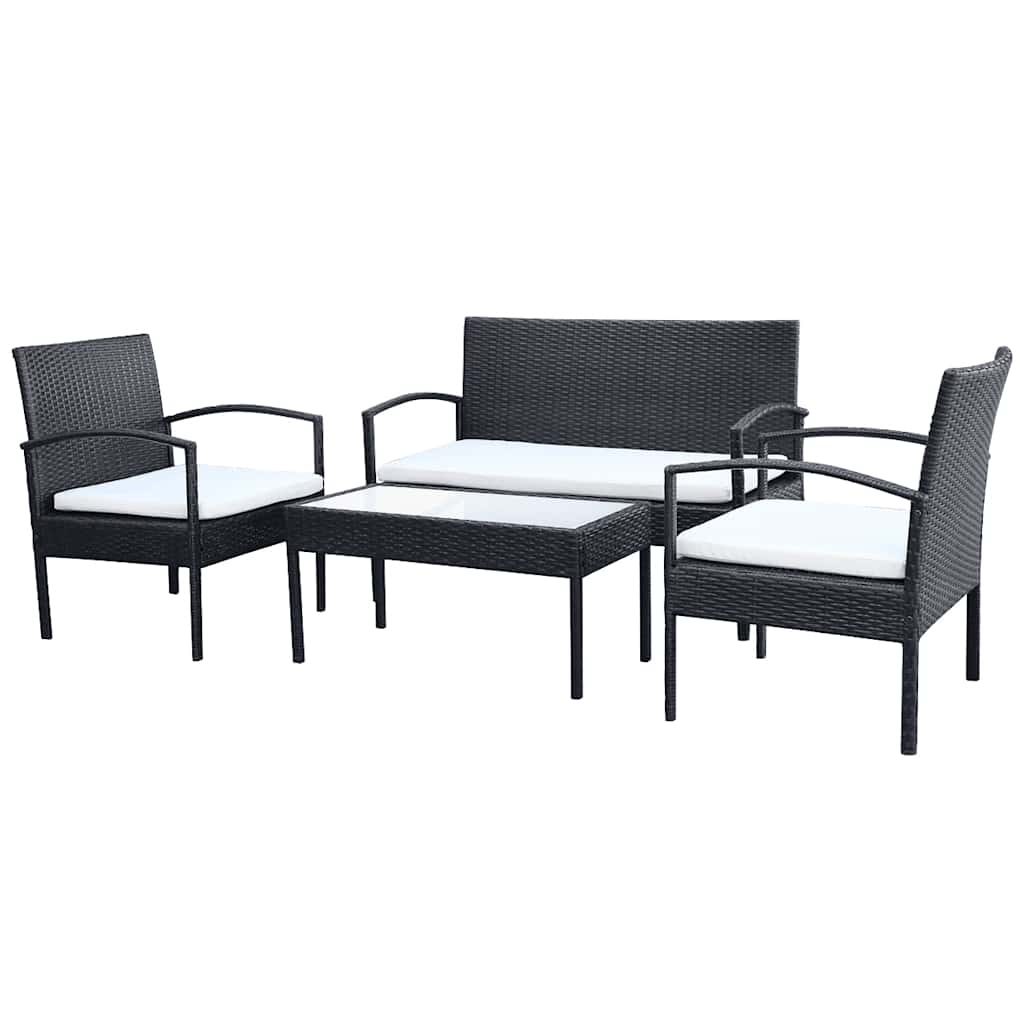 Set Divani da Giardino 4 pz con Cuscini in Polyrattan