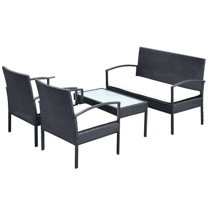 Set Divani da Giardino 4 pz con Cuscini in Polyrattan
