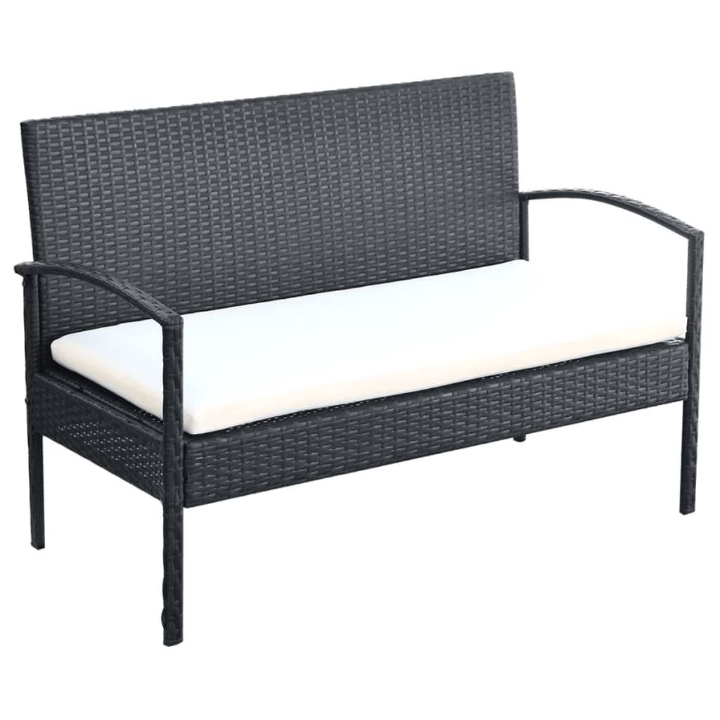 Set Divani da Giardino 4 pz con Cuscini in Polyrattan Nero | homemem39