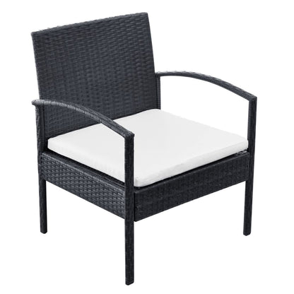 Set Divani da Giardino 4 pz con Cuscini in Polyrattan Nero | homemem39