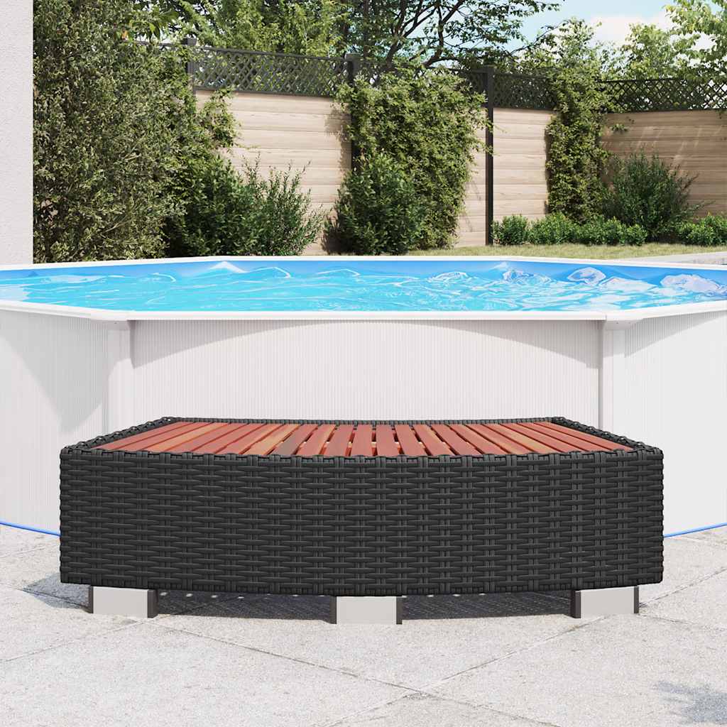 Scalino per Spa in Polyrattan 92x45x25 cm Nero