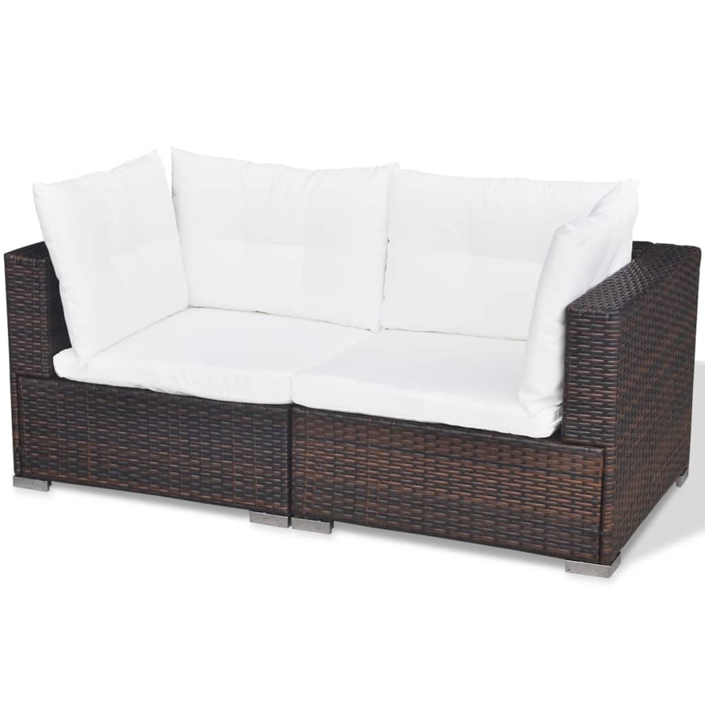 Set Divani da Giardino 5 pz con Cuscini in Polyrattan Marrone - homemem39