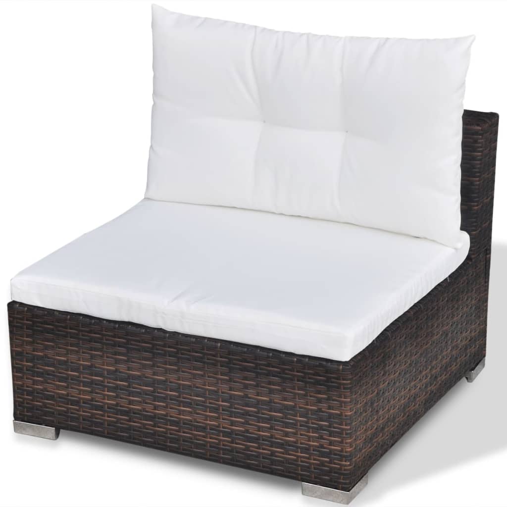 Set Divani da Giardino 5 pz con Cuscini in Polyrattan Marrone - homemem39