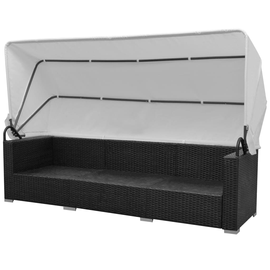 Set Divani da Giardino 7 pz con Tettoia in Polyrattan Nero - homemem39