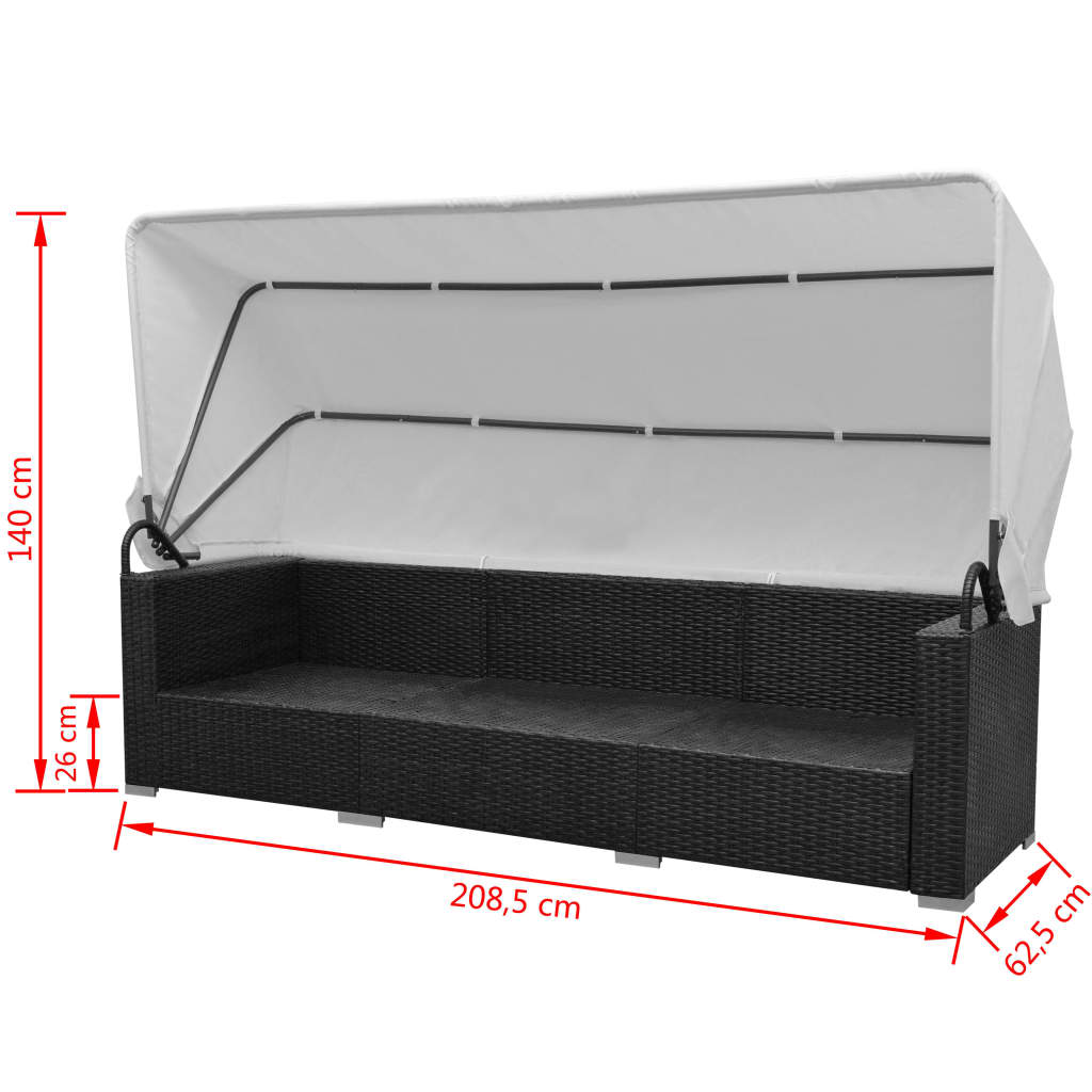 Set Divani da Giardino 7 pz con Tettoia in Polyrattan Nero - homemem39