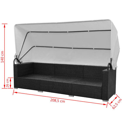 Set Divani da Giardino 7 pz con Tettoia in Polyrattan Nero