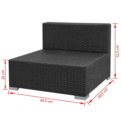 Set Divani da Giardino 7 pz con Tettoia in Polyrattan Nero