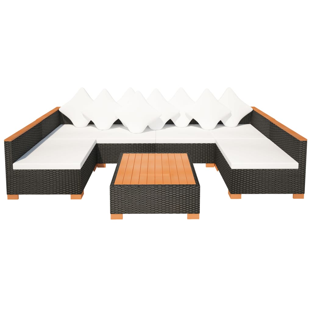 Set Divani da Giardino 7 pz con Cuscini in Polyrattan Nero - homemem39