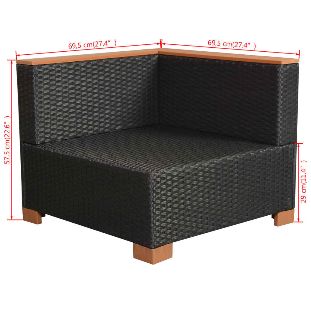 Set Divani da Giardino 10 pz con Cuscini in Polyrattan Nero | homemem39