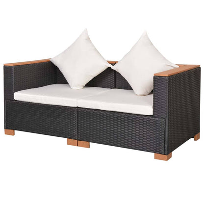 Divano da Giardino in Polyrattan Nero - homemem39