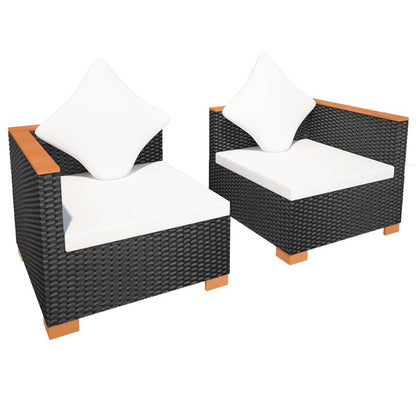 Divano da Giardino in Polyrattan Nero - homemem39