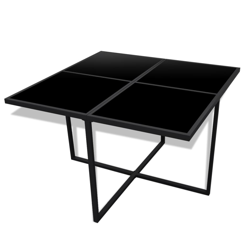 Set da Pranzo da Giardino 9 pz con Cuscini in Polyrattan Nero | homemem39
