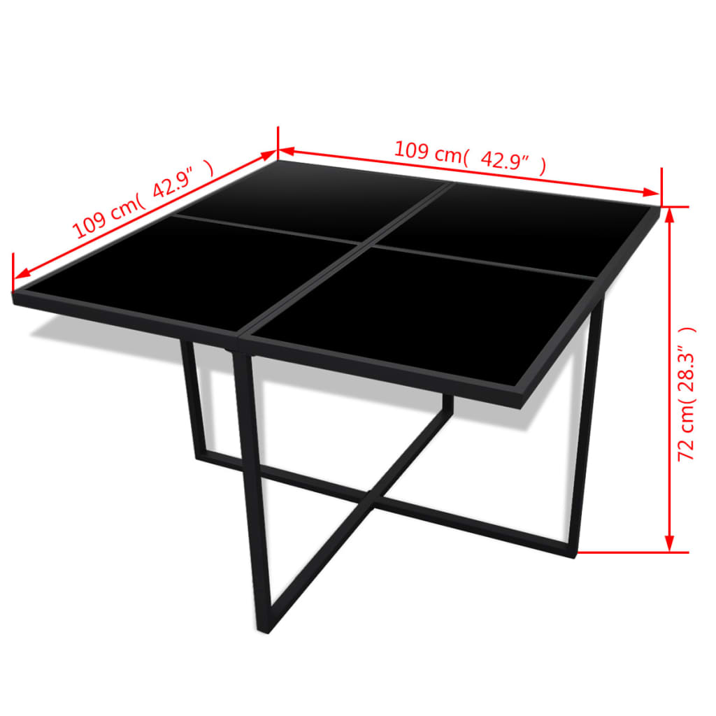 Set da Pranzo da Giardino 9 pz con Cuscini in Polyrattan Nero | homemem39