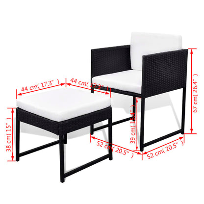 Set da Pranzo da Giardino 13 pz con Cuscini in Polyrattan Nero | homemem39