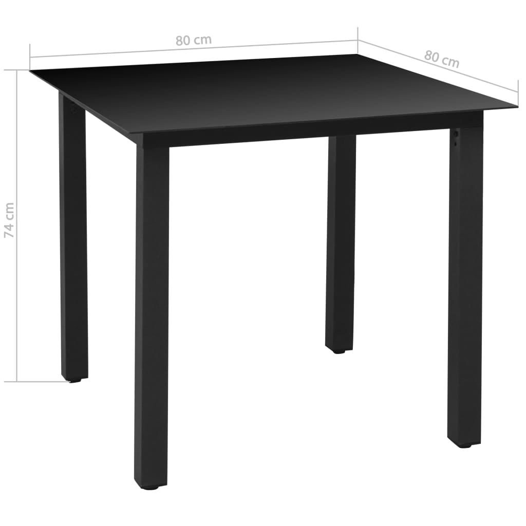 Set da Pranzo da Giardino 5 pz con Cuscini in Alluminio Nero - homemem39