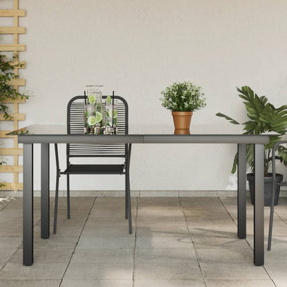 Tavolo da Giardino Nero 150x90x74 cm in Alluminio e Vetro - homemem39