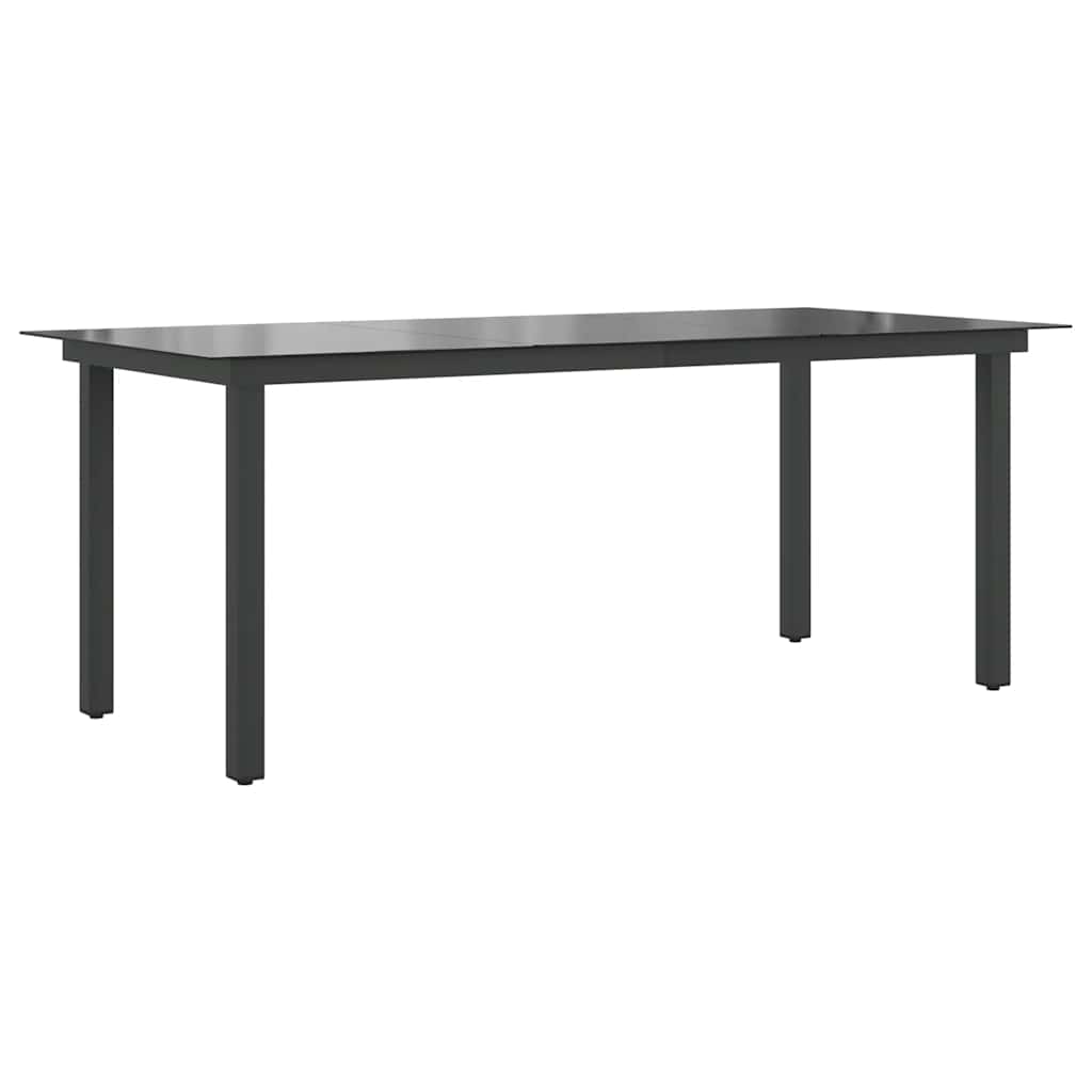 Tavolo da Giardino Nero 190x90x74 cm in Alluminio e Vetro - homemem39