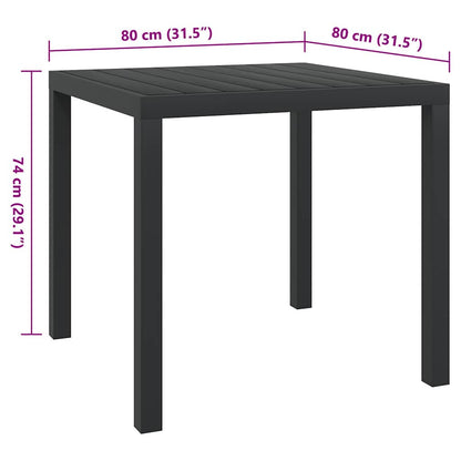 Tavolo da Giardino Nero 80x80x74 cm in Alluminio e WPC - homemem39