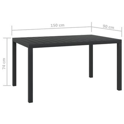 Tavolo da Giardino Nero 150x90x74 cm in Alluminio e WPC | homemem39