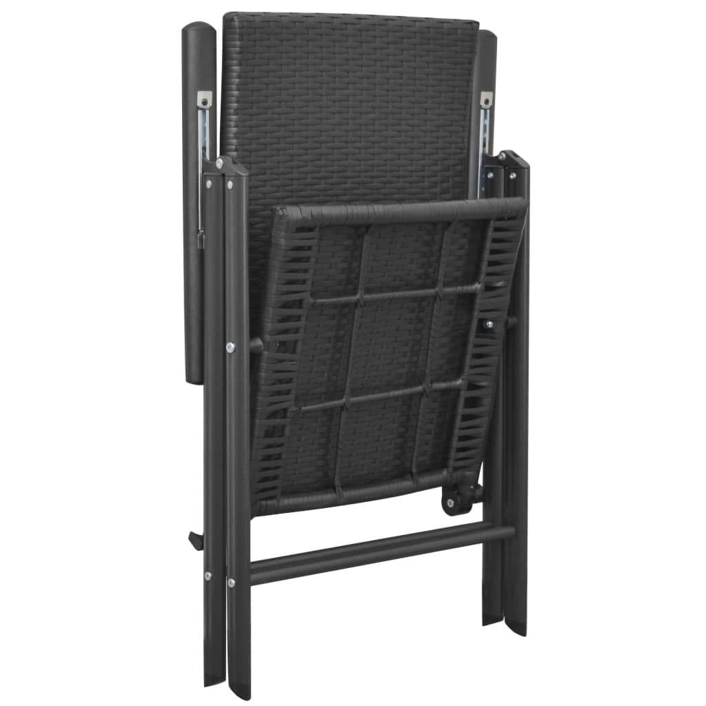 Sedie da Giardino Impilabili 2 pz in Polyrattan Nere - homemem39