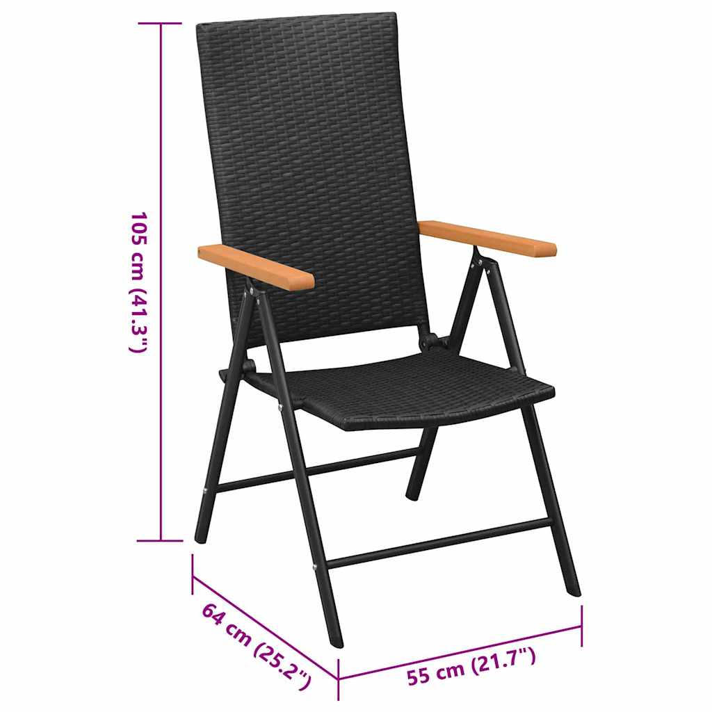 Sedie da Giardino Impilabili 2 pz in Polyrattan Nere - homemem39