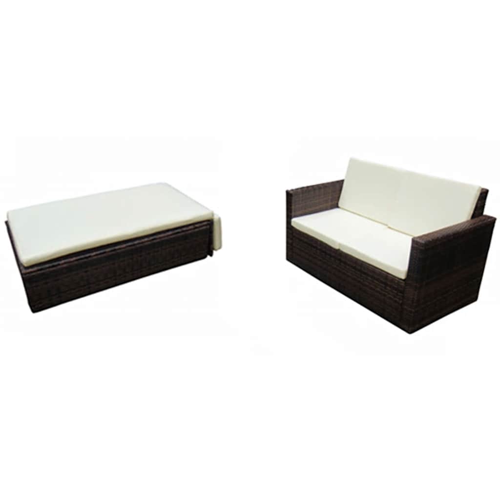 Set Divani da Giardino 2 pz con Cuscini in Polyrattan Marrone - homemem39