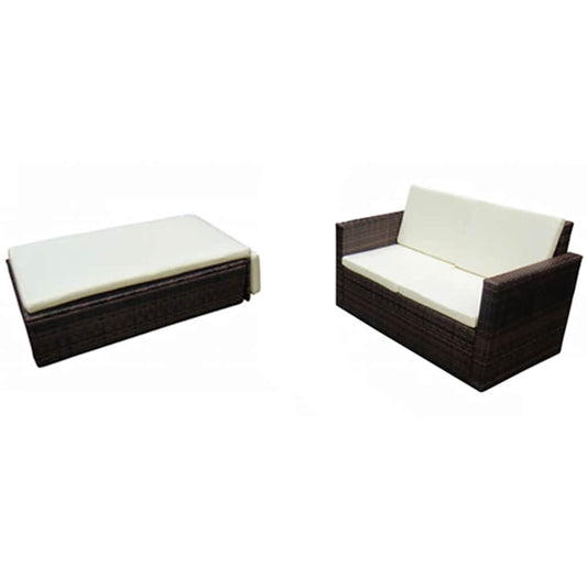Set Divani da Giardino 2 pz con Cuscini in Polyrattan Marrone - homemem39