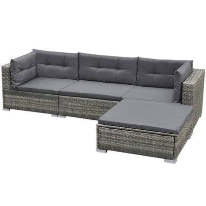 Set Divani da Giardino 5 pz con Cuscini in Polyrattan Grigio | homemem39