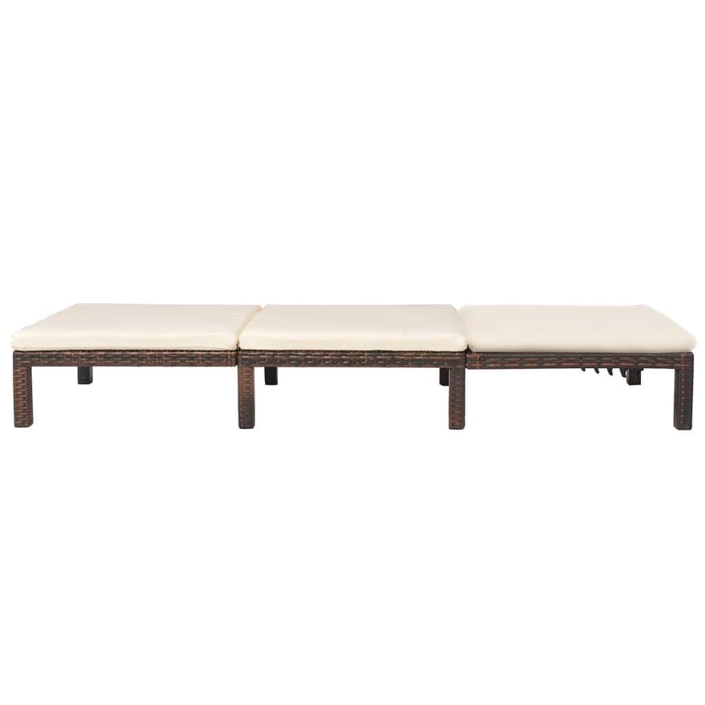 Lettino Prendisole con Cuscino in Polyrattan Marrone - homemem39